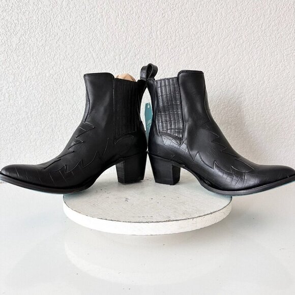 NEW Lane CHELSEA Womens Cowboy Bootie 11 Cowgirl Western Black Short Ankle Boots - Picture 8 of 12